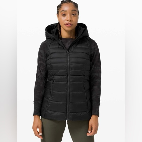 Lululemon Brave the Cold size 12 Black Vest * missing hood EUC - Picture 1 of 15